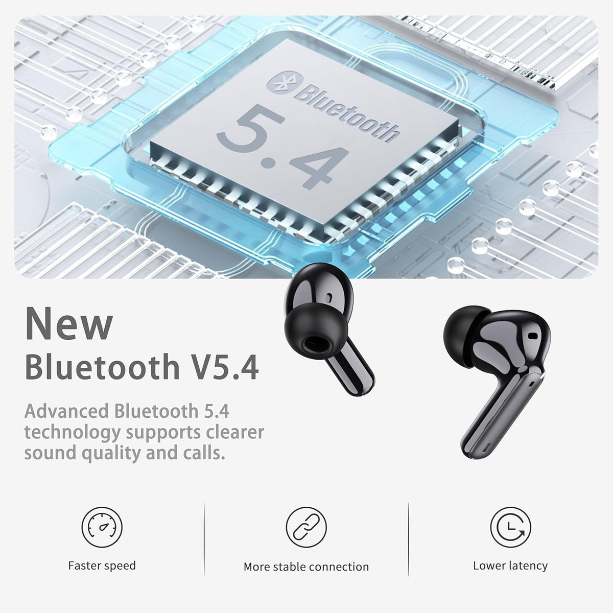 Wireless Earbuds Bluetooth 5.4 Headphones 6D Stereo, 40H In‑Ear Earphones