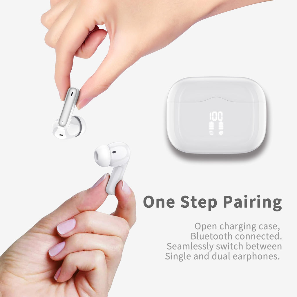Wireless Earbuds Bluetooth 5.4 Headphones 6D Stereo, 40H In‑Ear Earphones