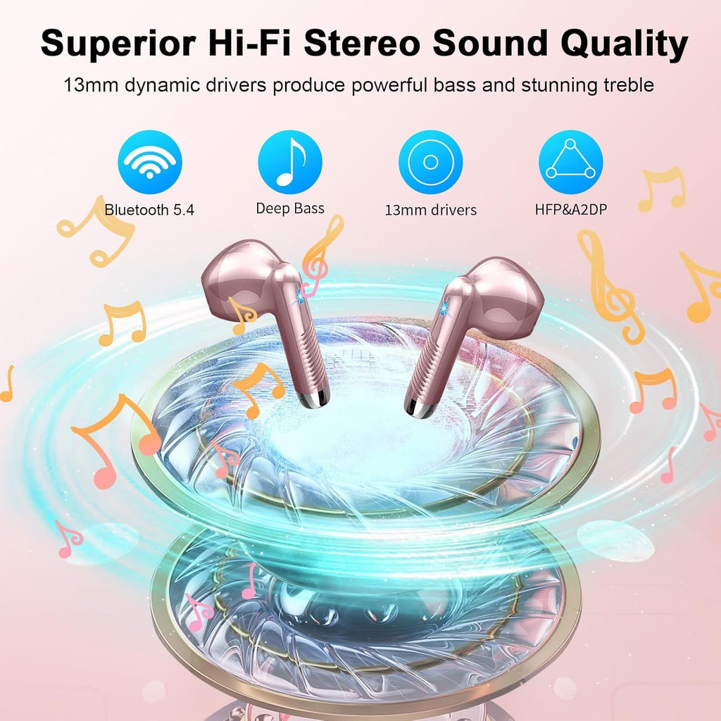 Wireless Earbuds, NEW Mini Bluetooth 5.4 Headphones In Ear with Deep Bass