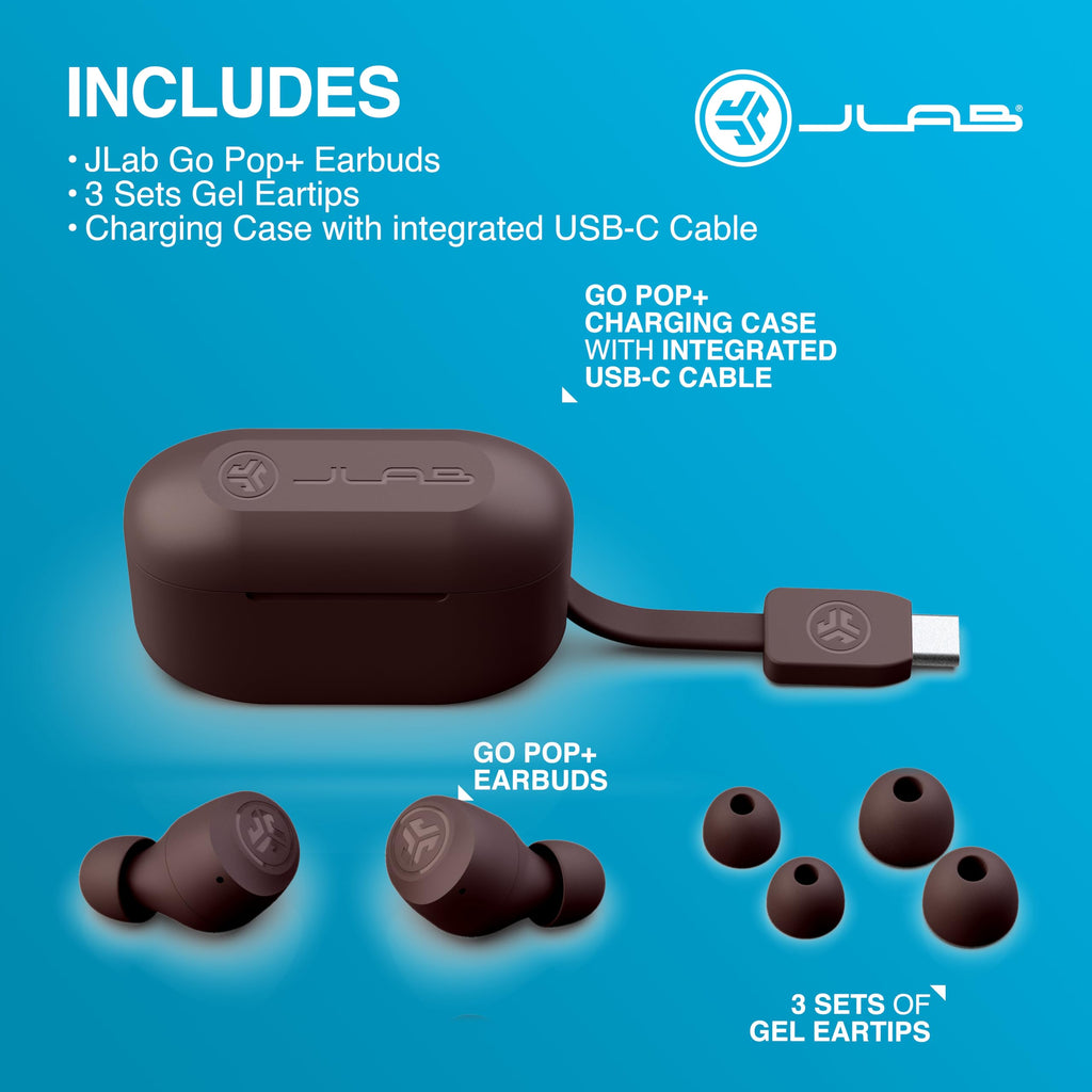 JLab Go Air Pop+ True Wireless Earbuds with Mic - Bluetooth, Midnight Black