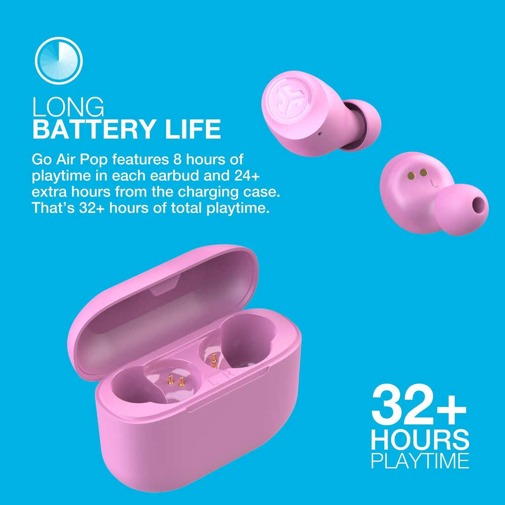 JLab Go Air Pop+ True Wireless Earbuds with Mic - Bluetooth, Midnight Black