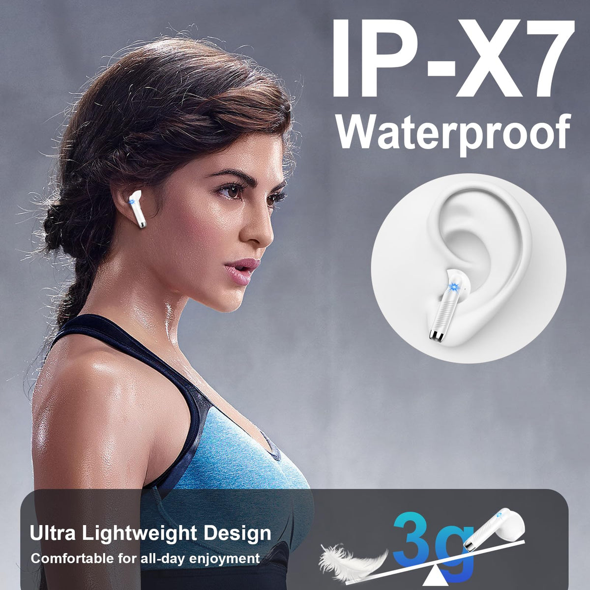 Wireless Earbuds, NEW Mini Bluetooth 5.4 Headphones In Ear with Deep Bass
