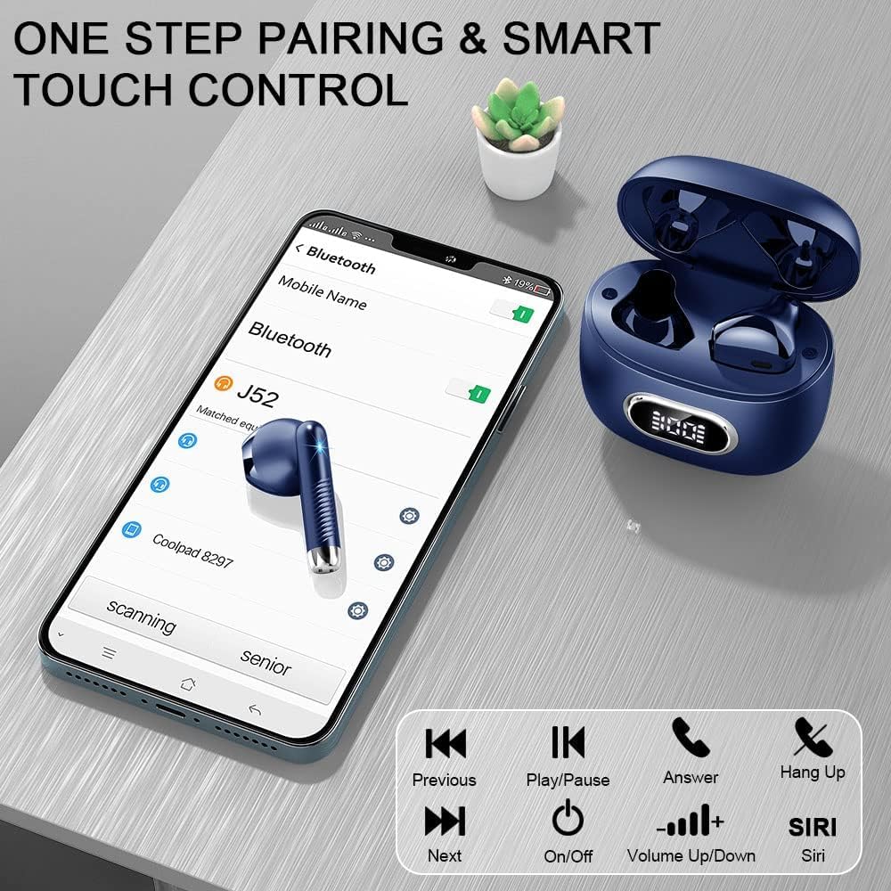 Wireless Earbuds, NEW Mini Bluetooth 5.4 Headphones In Ear with Deep Bass