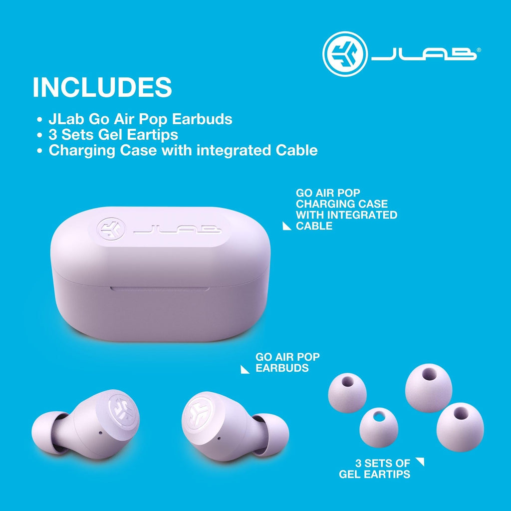 JLab Go Air Pop+ True Wireless Earbuds with Mic - Bluetooth, Midnight Black