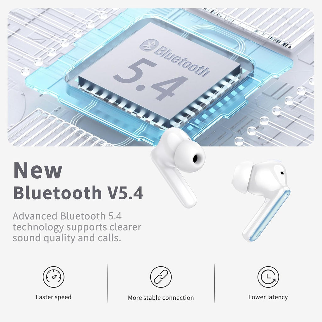 Wireless Earbuds Bluetooth 5.4 Headphones 6D Stereo, 40H In‑Ear Earphones