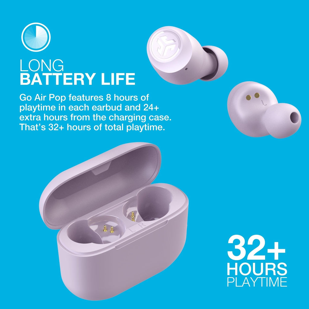 JLab Go Air Pop+ True Wireless Earbuds with Mic - Bluetooth, Midnight Black