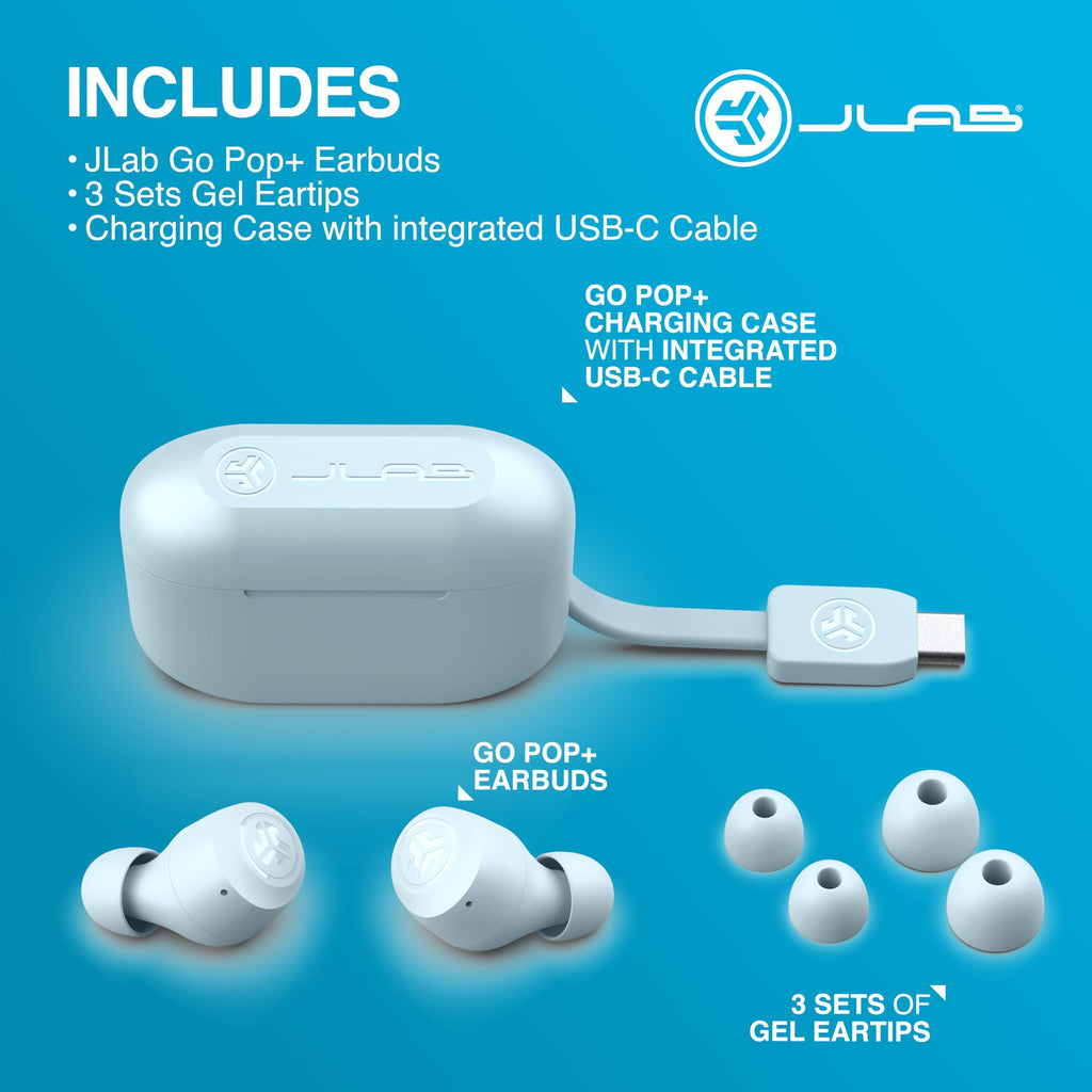 JLab Go Air Pop+ True Wireless Earbuds with Mic - Bluetooth, Midnight Black