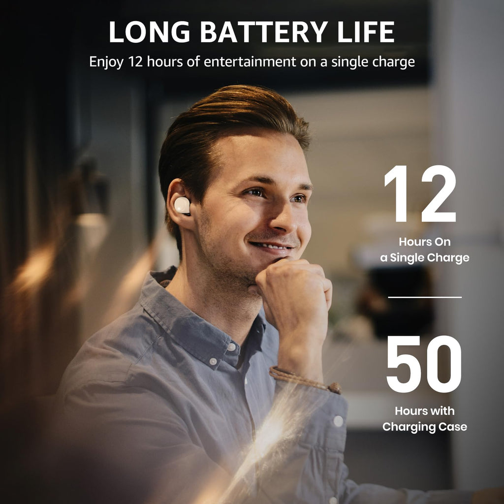 TOZO T6 Wireless Earbuds, Bluetooth 5.3 Ear Buds, Stereo Sound in Ear Headphones, 50H Playtime for Travel, Work and Calls, Wireless Charging, AI Clear Call, APP Customizable EQs, IPX8 Earphones