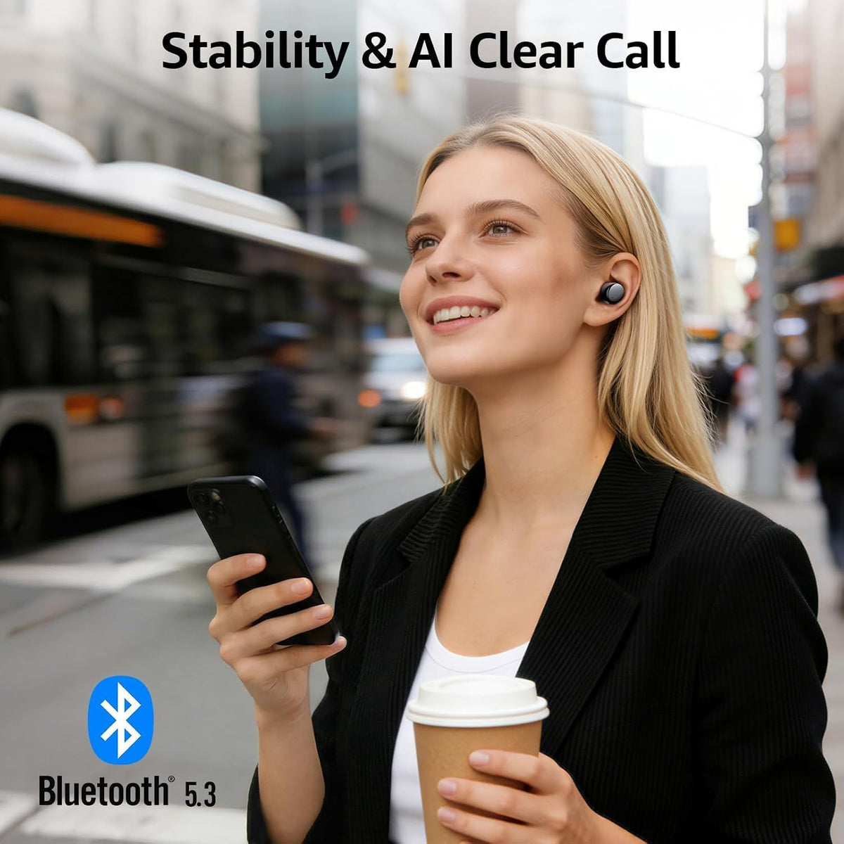 TOZO T6 Wireless Earbuds, Bluetooth 5.3 Ear Buds, Stereo Sound in Ear Headphones, 50H Playtime for Travel, Work and Calls, Wireless Charging, AI Clear Call, APP Customizable EQs, IPX8 Earphones