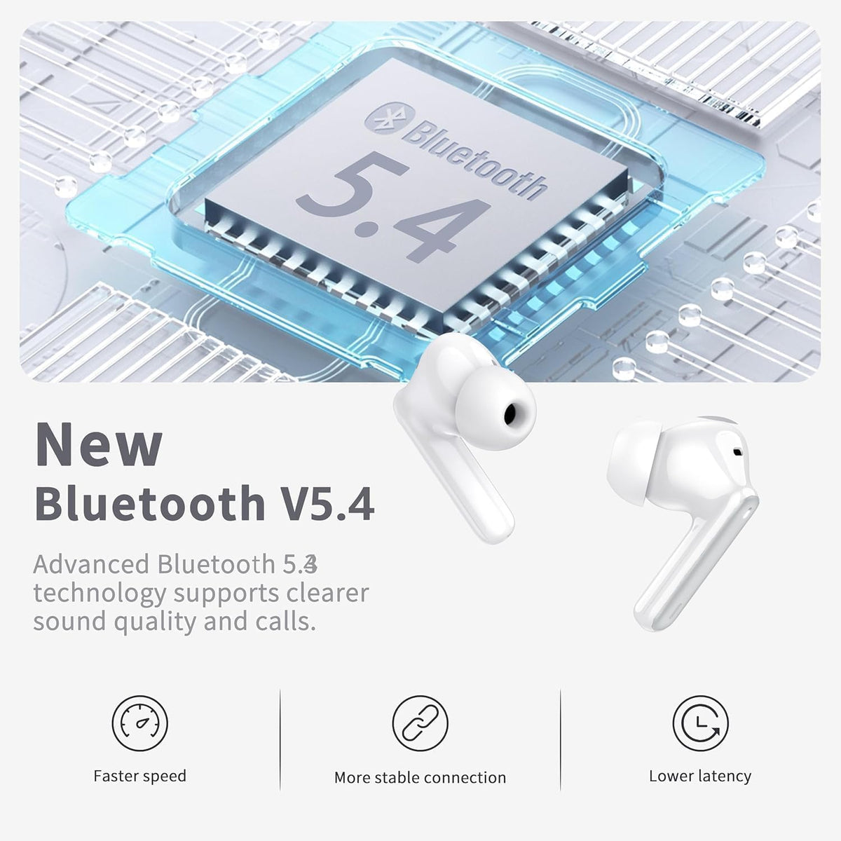 Wireless Earbuds Bluetooth 5.4 Headphones 6D Stereo, 40H In‑Ear Earphones
