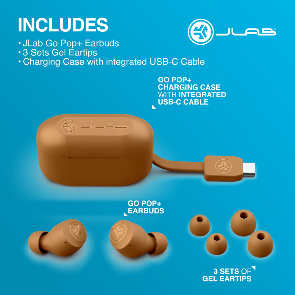 JLab Go Air Pop+ True Wireless Earbuds with Mic - Bluetooth, Midnight Black
