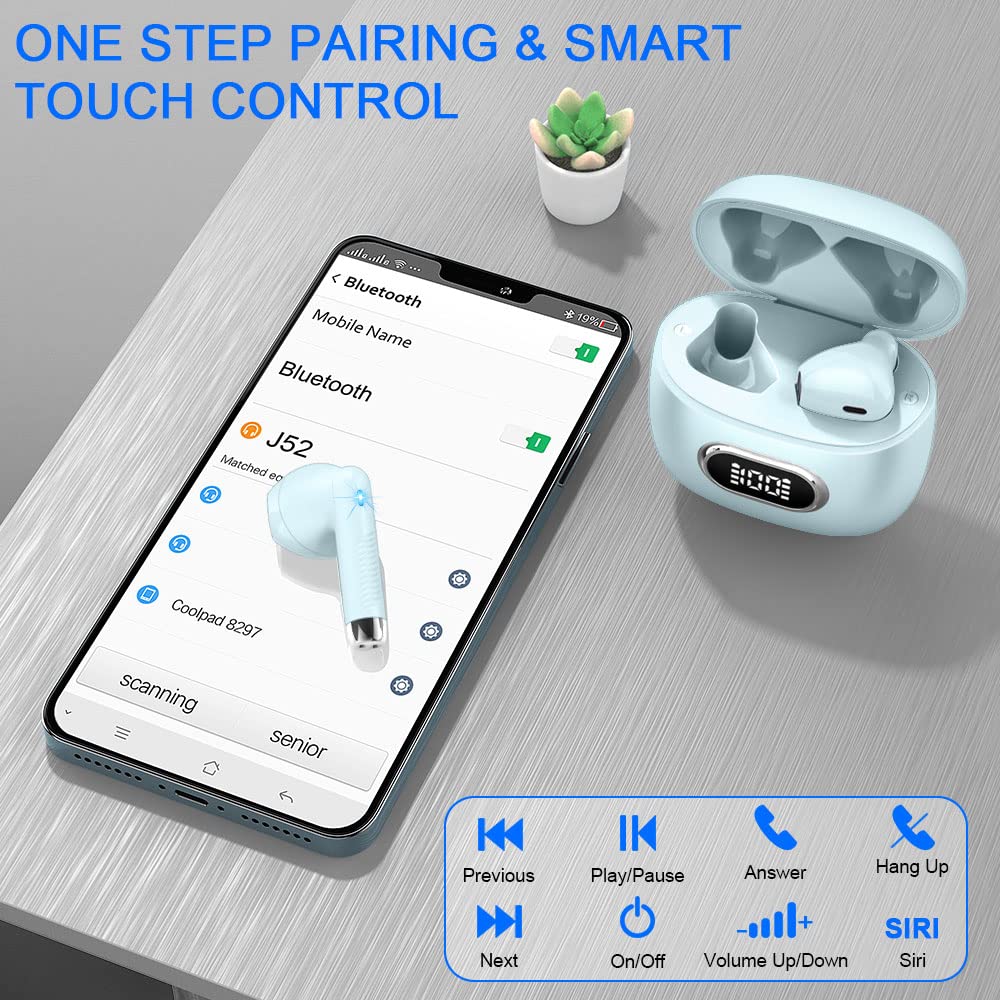 Wireless Earbuds, NEW Mini Bluetooth 5.4 Headphones In Ear with Deep Bass