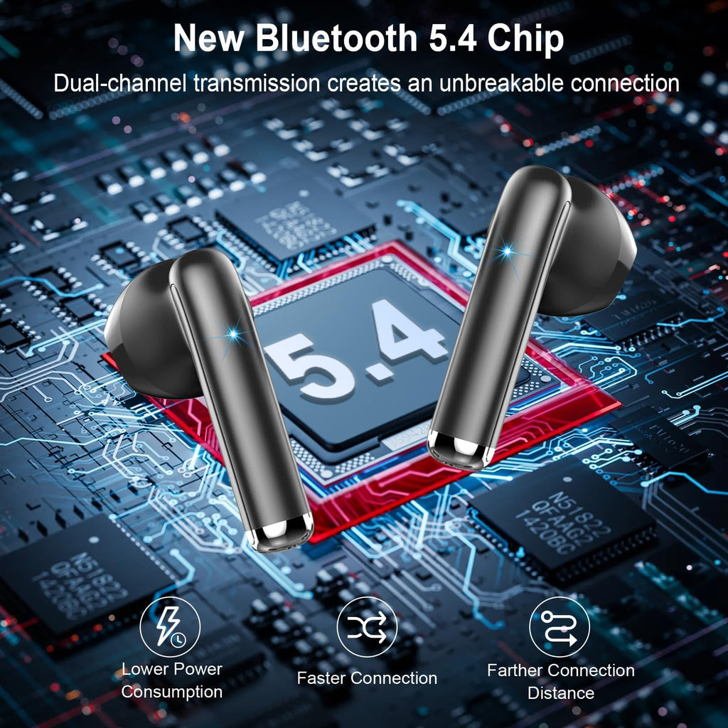 Wireless Earbuds, NEW Mini Bluetooth 5.4 Headphones In Ear with Deep Bass