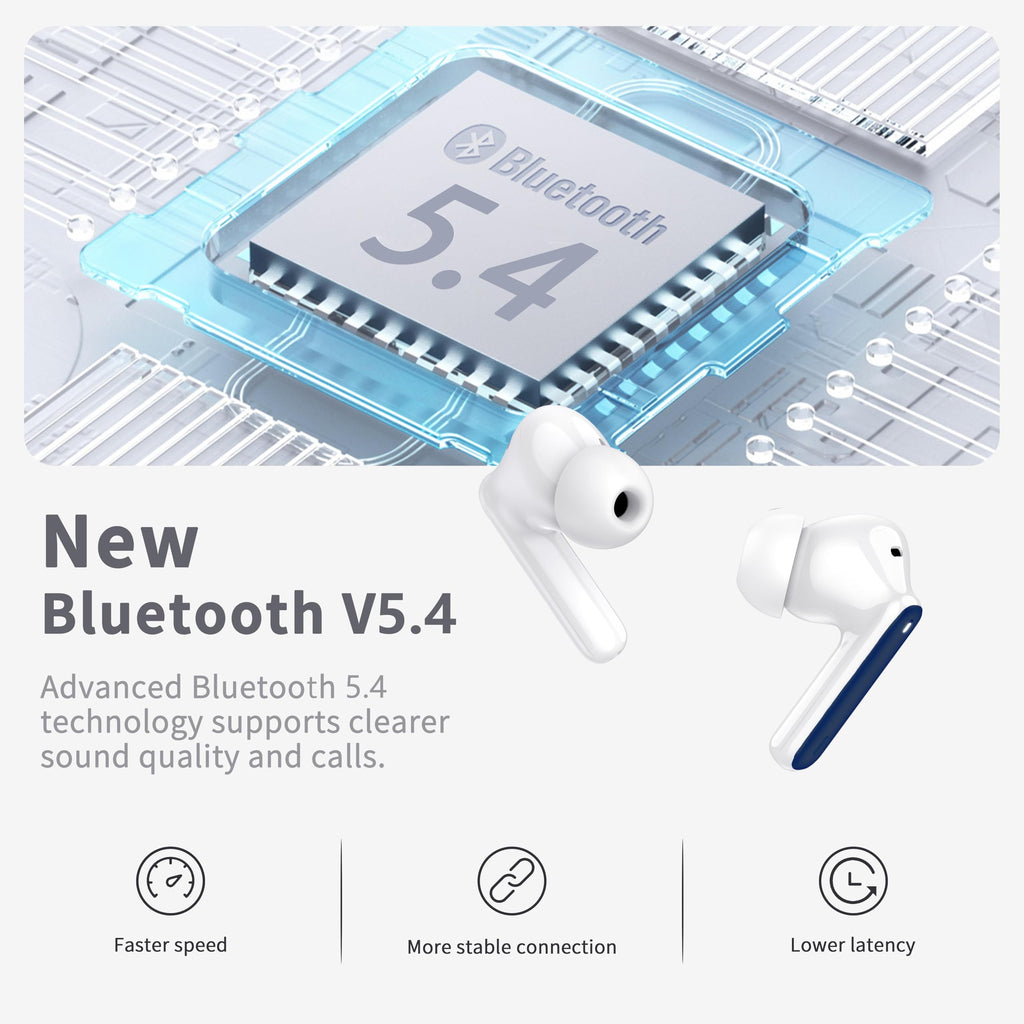Wireless Earbuds Bluetooth 5.4 Headphones 6D Stereo, 40H In‑Ear Earphones