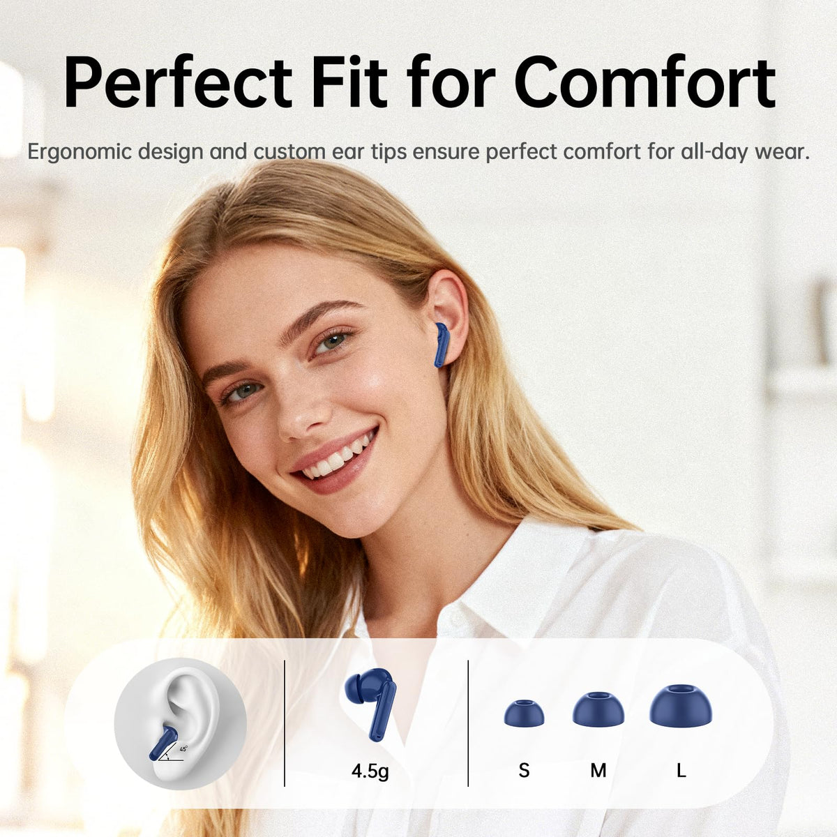 Wireless Earbuds Bluetooth 5.4 Headphones 6D Stereo, 40H In‑Ear Earphones