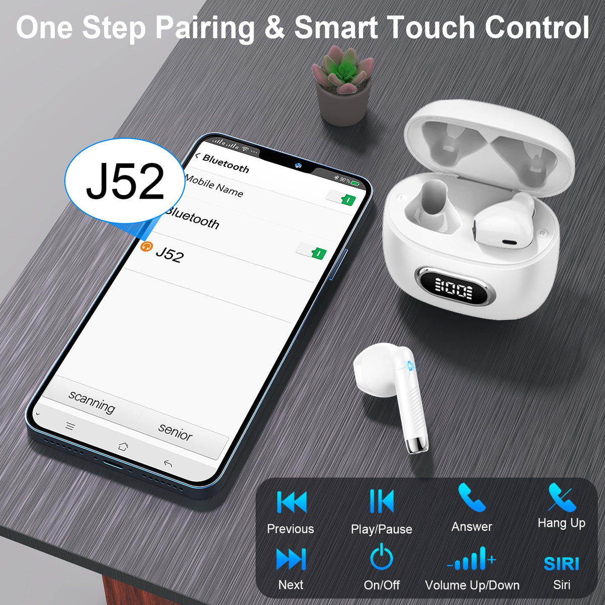 Wireless Earbuds, NEW Mini Bluetooth 5.4 Headphones In Ear with Deep Bass