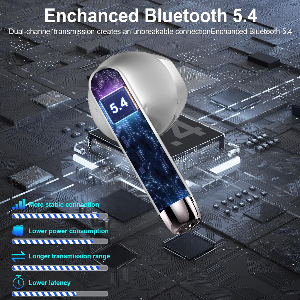Wireless Earbuds, NEW Mini Bluetooth 5.4 Headphones In Ear with Deep Bass