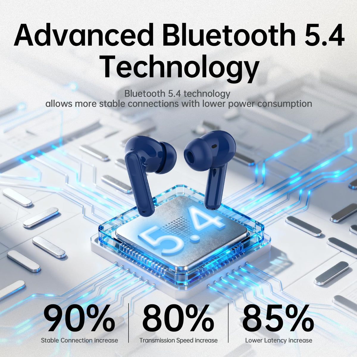 Wireless Earbuds Bluetooth 5.4 Headphones 6D Stereo, 40H In‑Ear Earphones