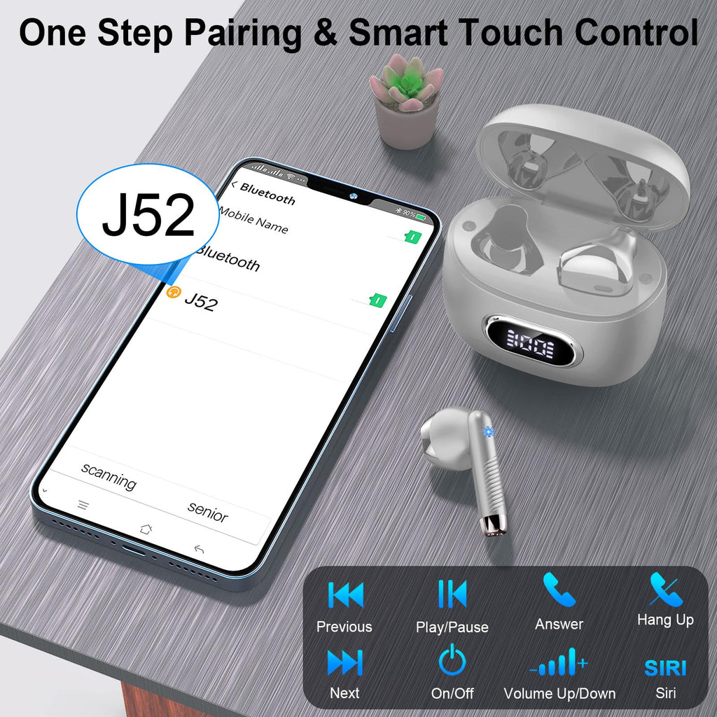 Wireless Earbuds, NEW Mini Bluetooth 5.4 Headphones In Ear with Deep Bass