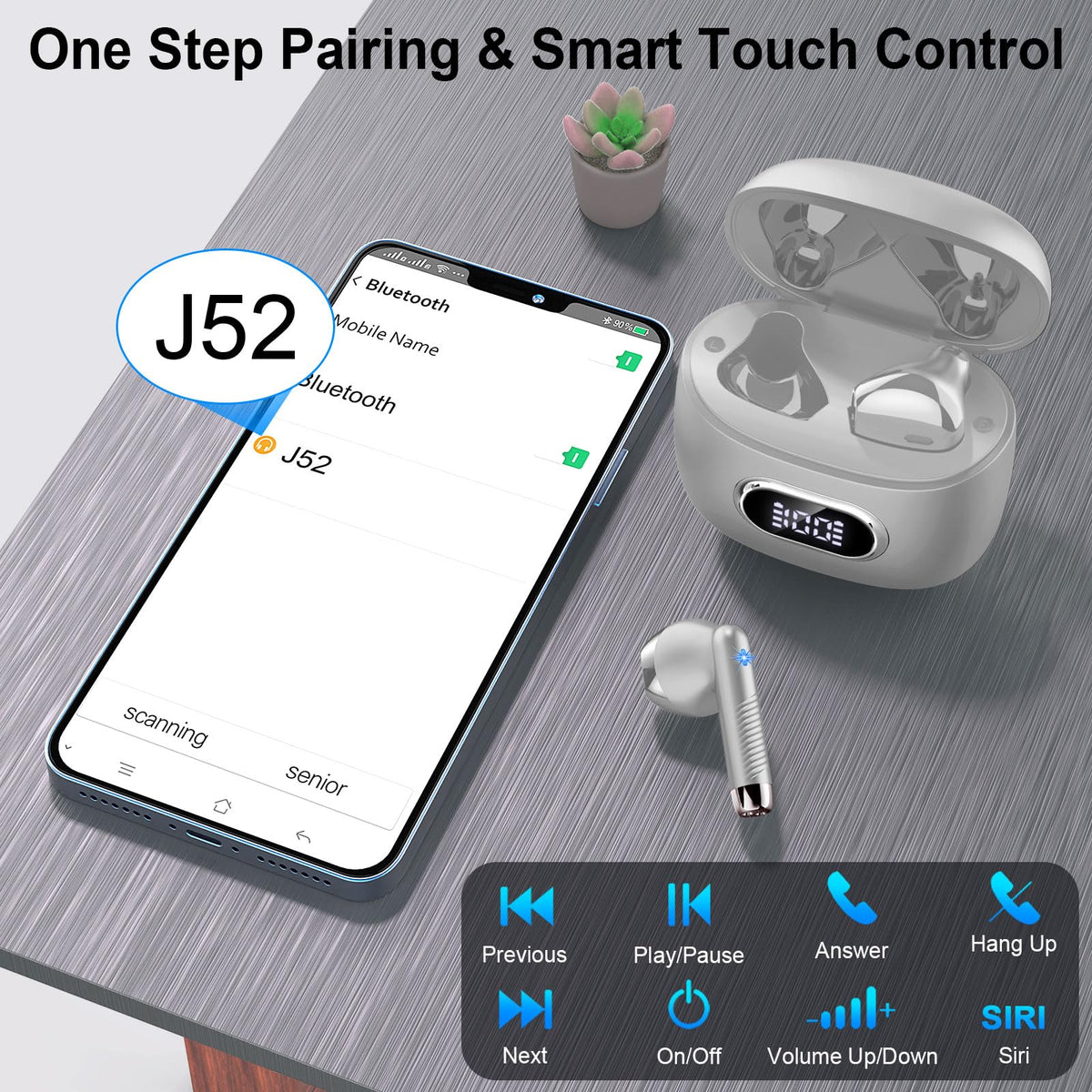Wireless Earbuds, NEW Mini Bluetooth 5.4 Headphones In Ear with Deep Bass