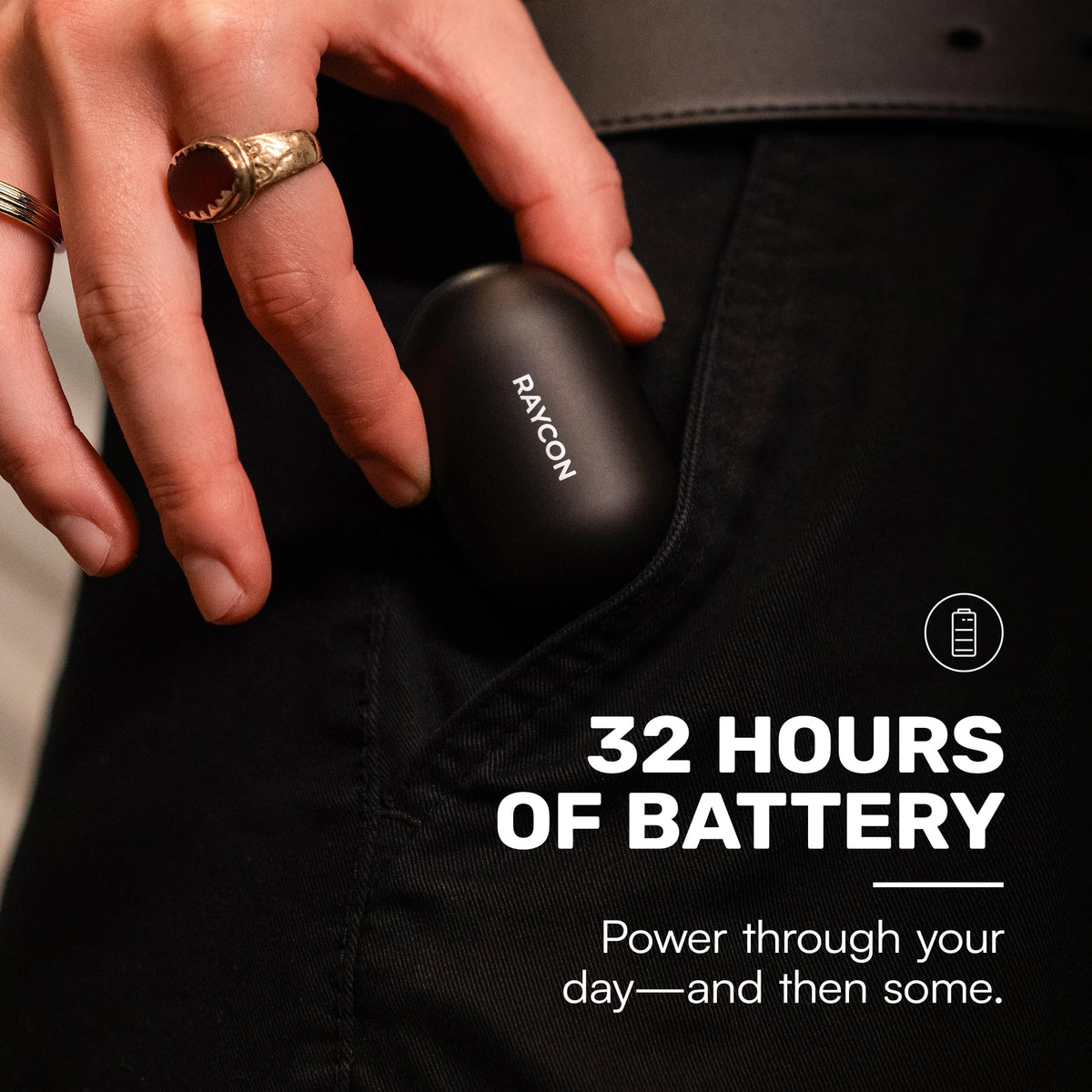 Raycon The Everyday Earbuds with Microphone- Stereo Sound in-Ear Bluetooth Headset True Wireless 32 Hours Playtime (Matte Black)